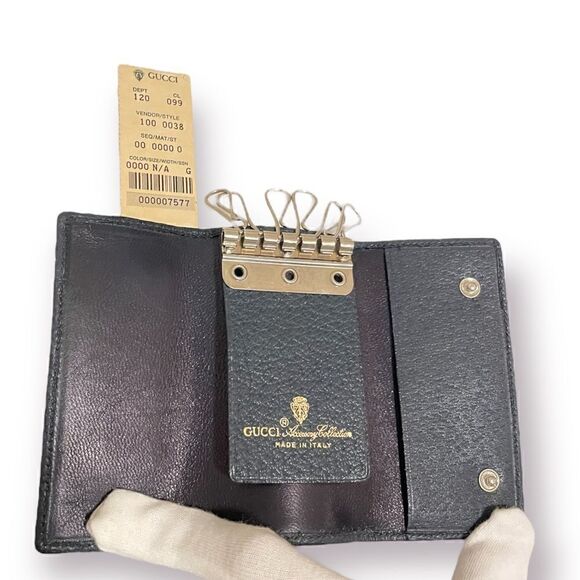 Vintage GUCCI Navy Blue Series 6-Keyring Mini-Wallet Holder with ORIGINAL TAG 😍 - Picture 4 of 11